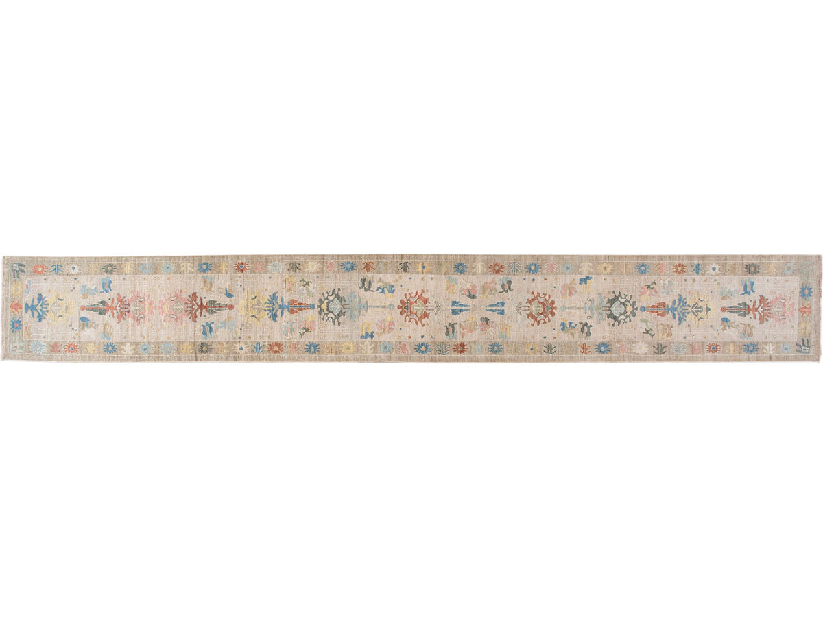 Modern Sultanabad Wool Runner 3 X 23