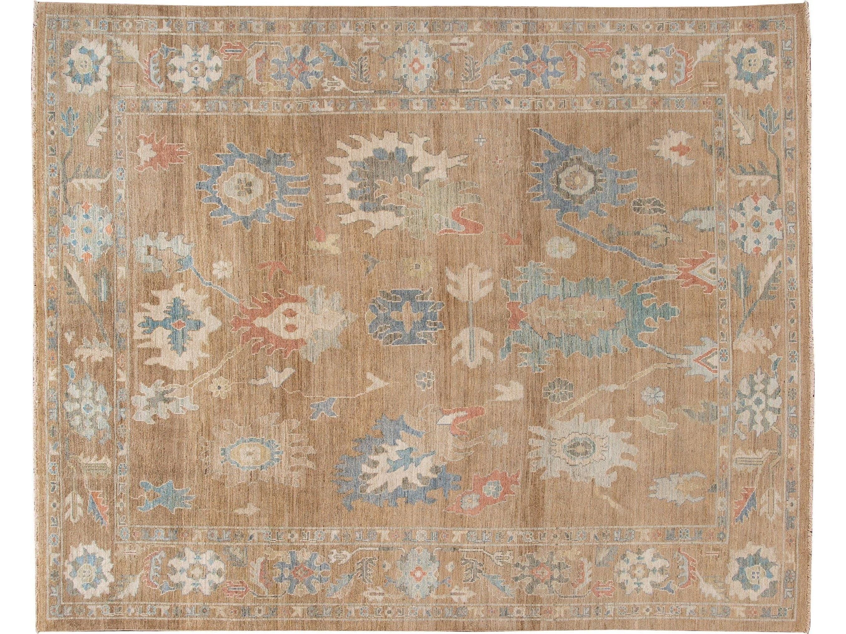 Modern Sultanabad Brown Handmade Floral Wool Rug