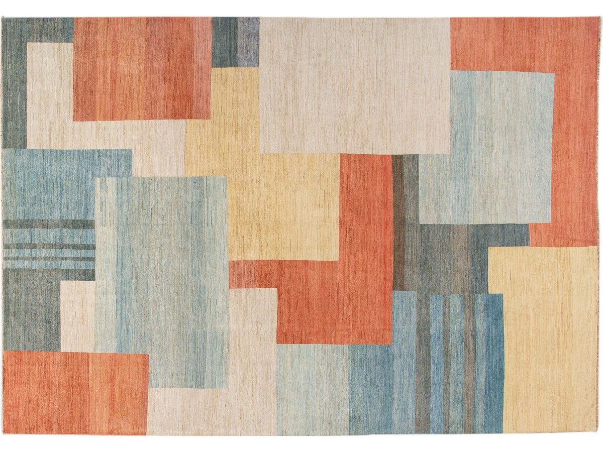 Modern Art Deco Style Wool Rug 10 X 15
