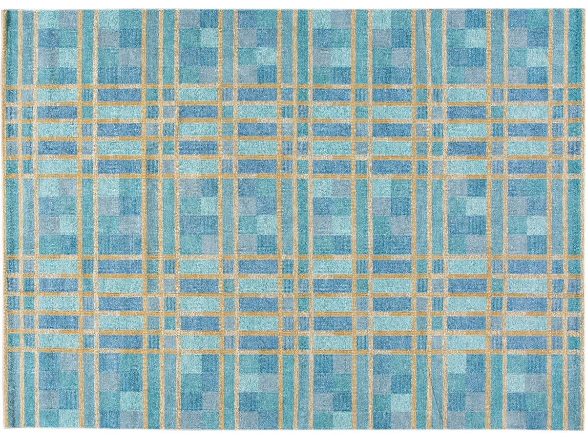 Modern Swedish Cotton & Wool Rug 10 X 14