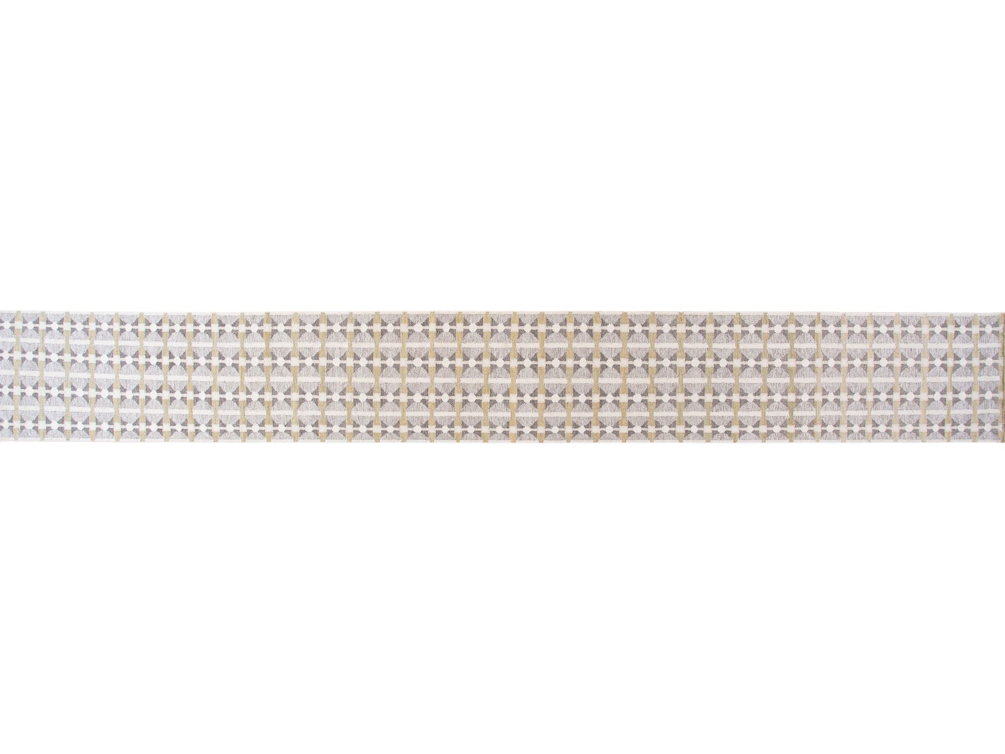 Modern Swedish Style Gray and Beige Handmade Geometric Wool Runner