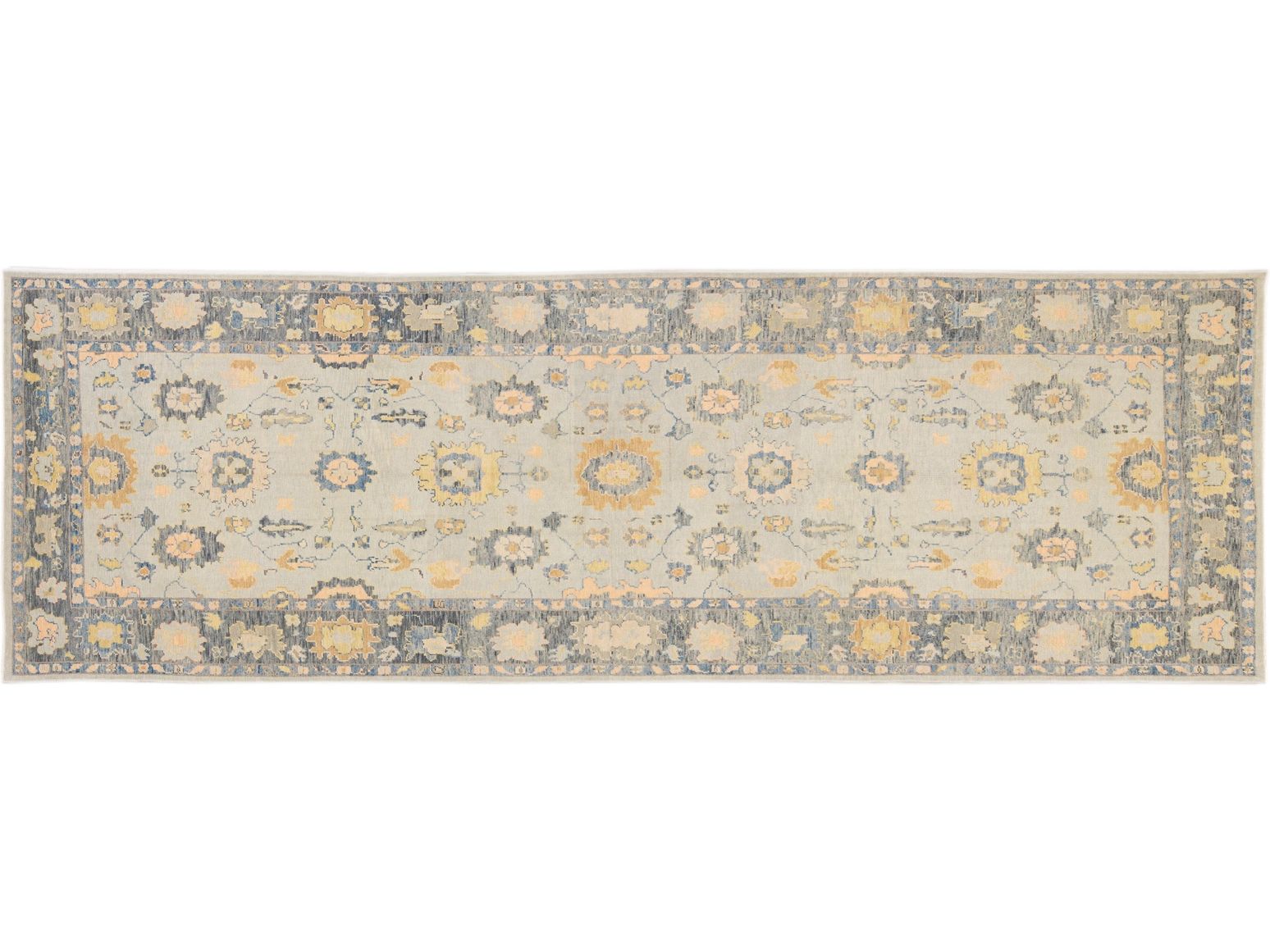 Modern Oushak Wide Wool Runner 6 X 19