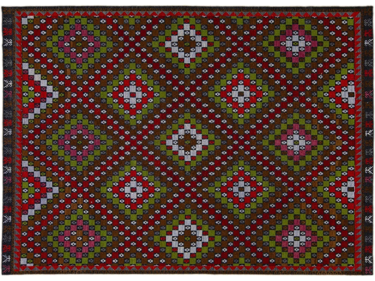 Vintage Soumak Wool Rug 10 X 14