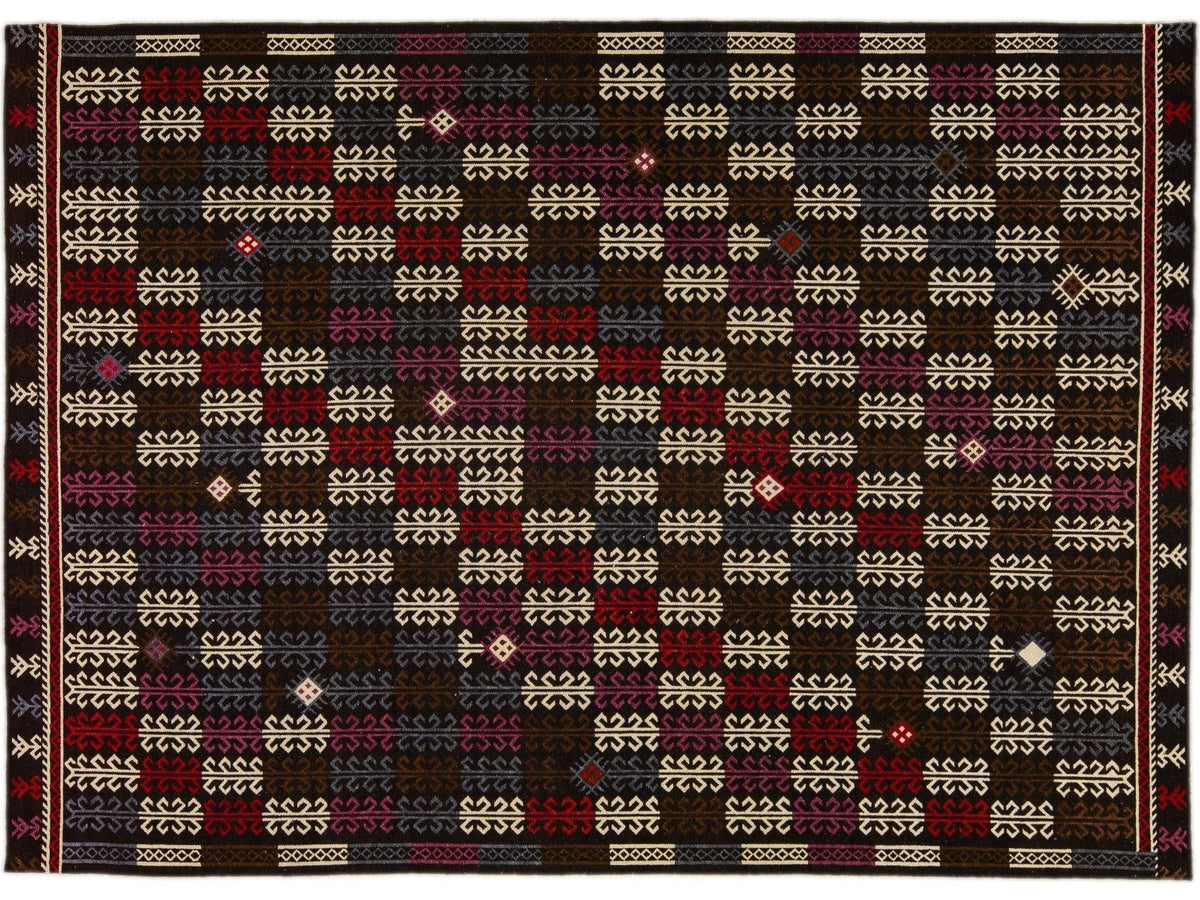 Vintage Soumak Wool Rug 10 X 14