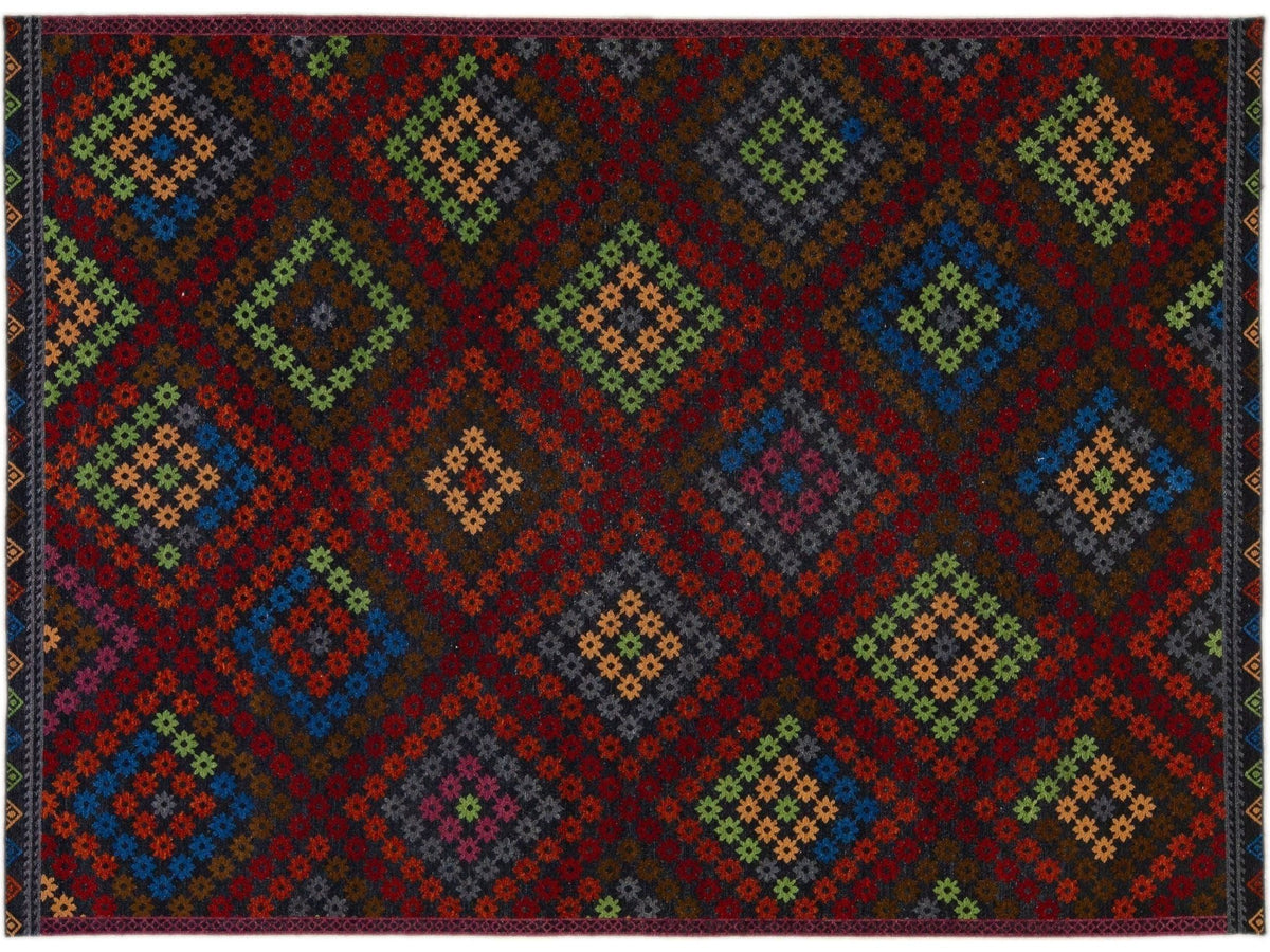 Vintage Soumak Wool Rug 10 X 14