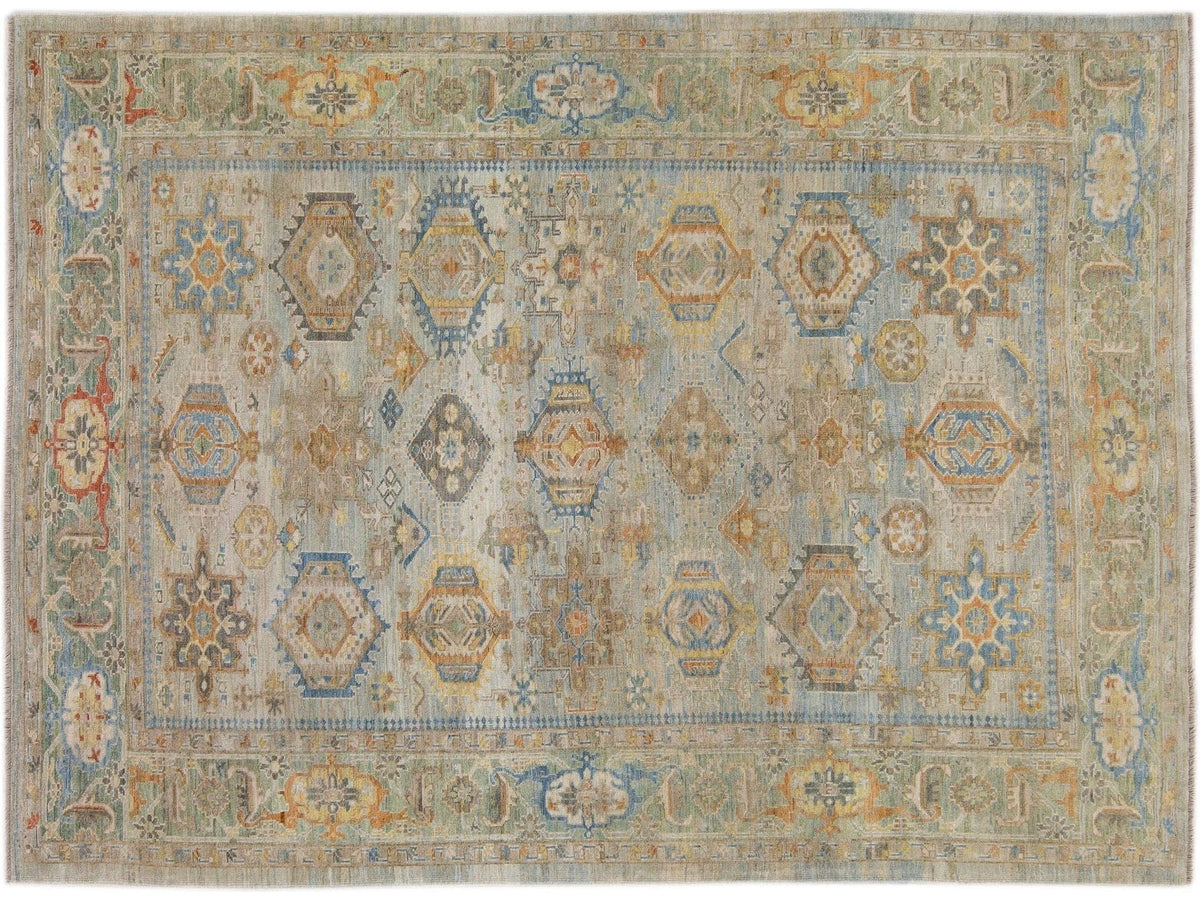 Modern Heriz Wool Rug 9 X 13