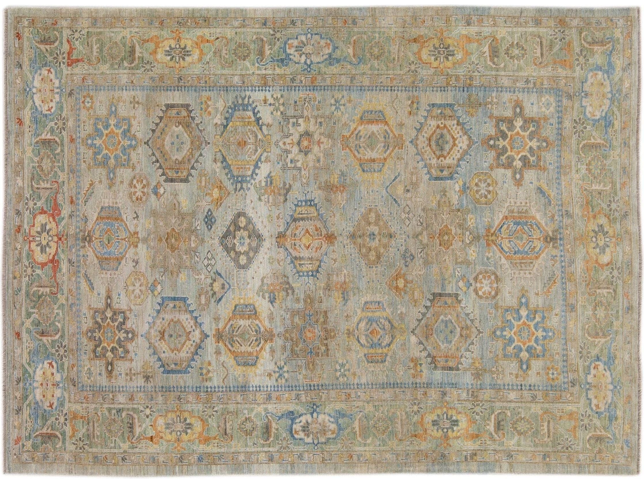 Modern Heriz Style Wool Rug 9 X 13