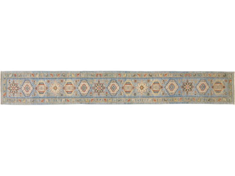 Modern Heriz Wool Long Runner 3 X 22
