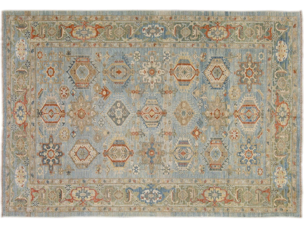Modern Heriz Wool Rug 9 X 13