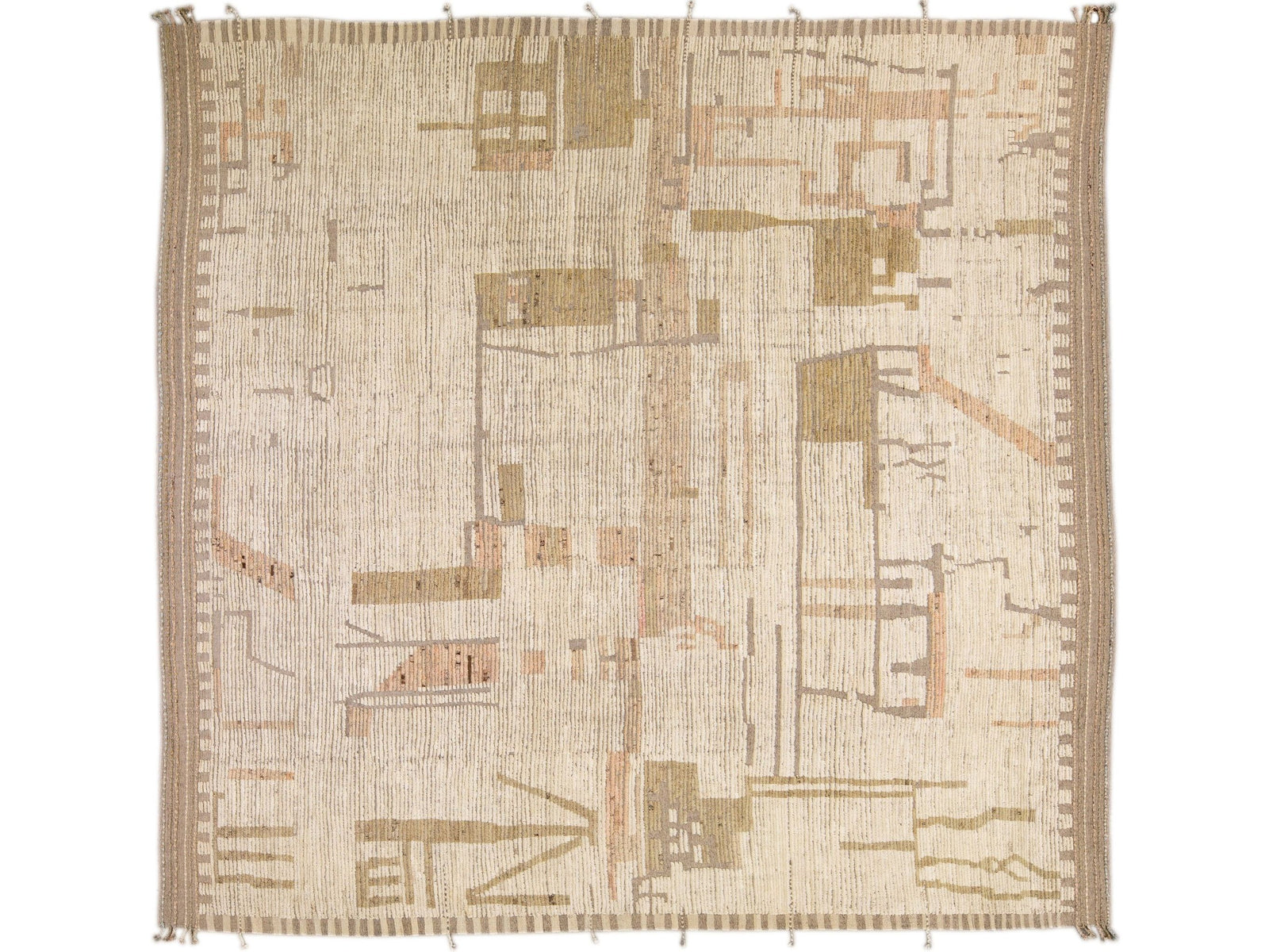 Modern Moroccan Wool Rug 14 X 15