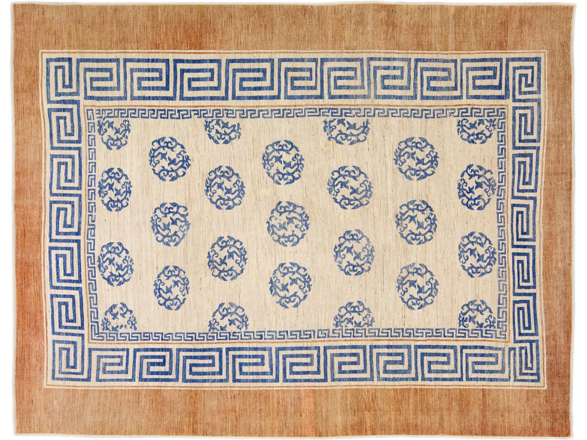 Vintage Art Deco Wool Rug 12 X 15