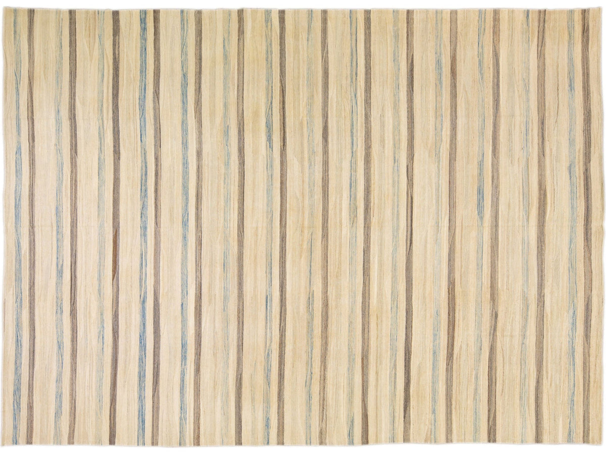 Modern Kilim Wool Rug 14 X 19