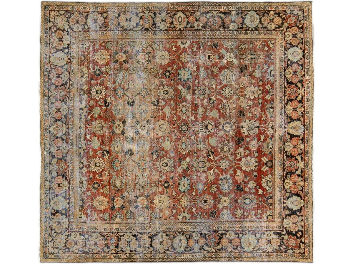 Antique Mahal Square Wool Rug 9 X 9