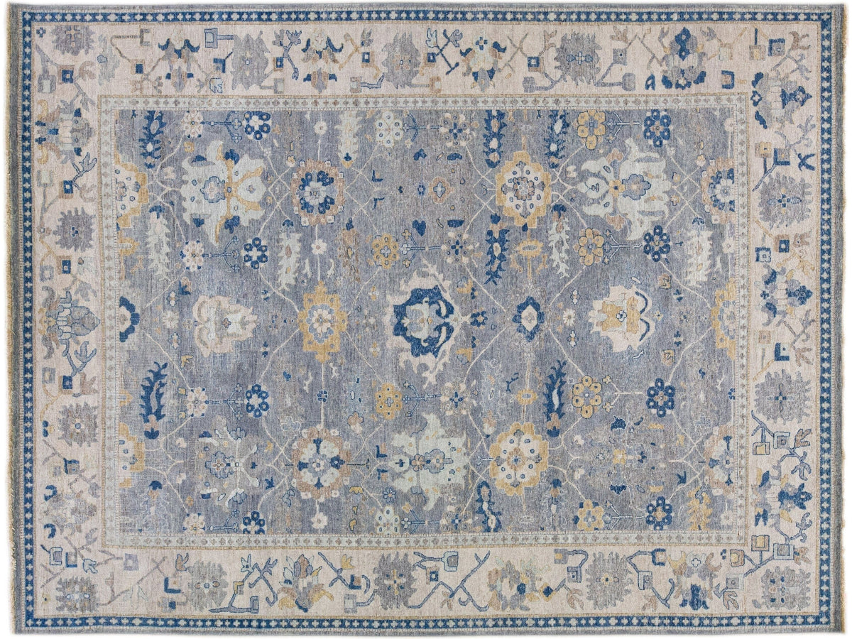 Modern Indian Wool Rug 9 X 12