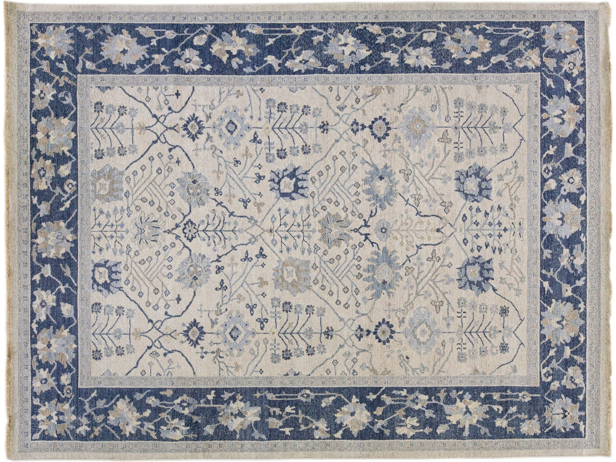 Modern Indian Artisan Wool Rug 9 X 12