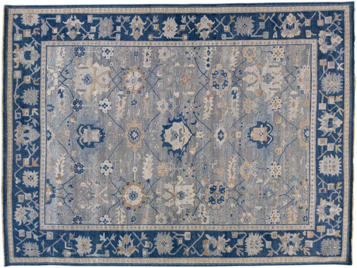 Modern Indian Wool Rug 9 X 12