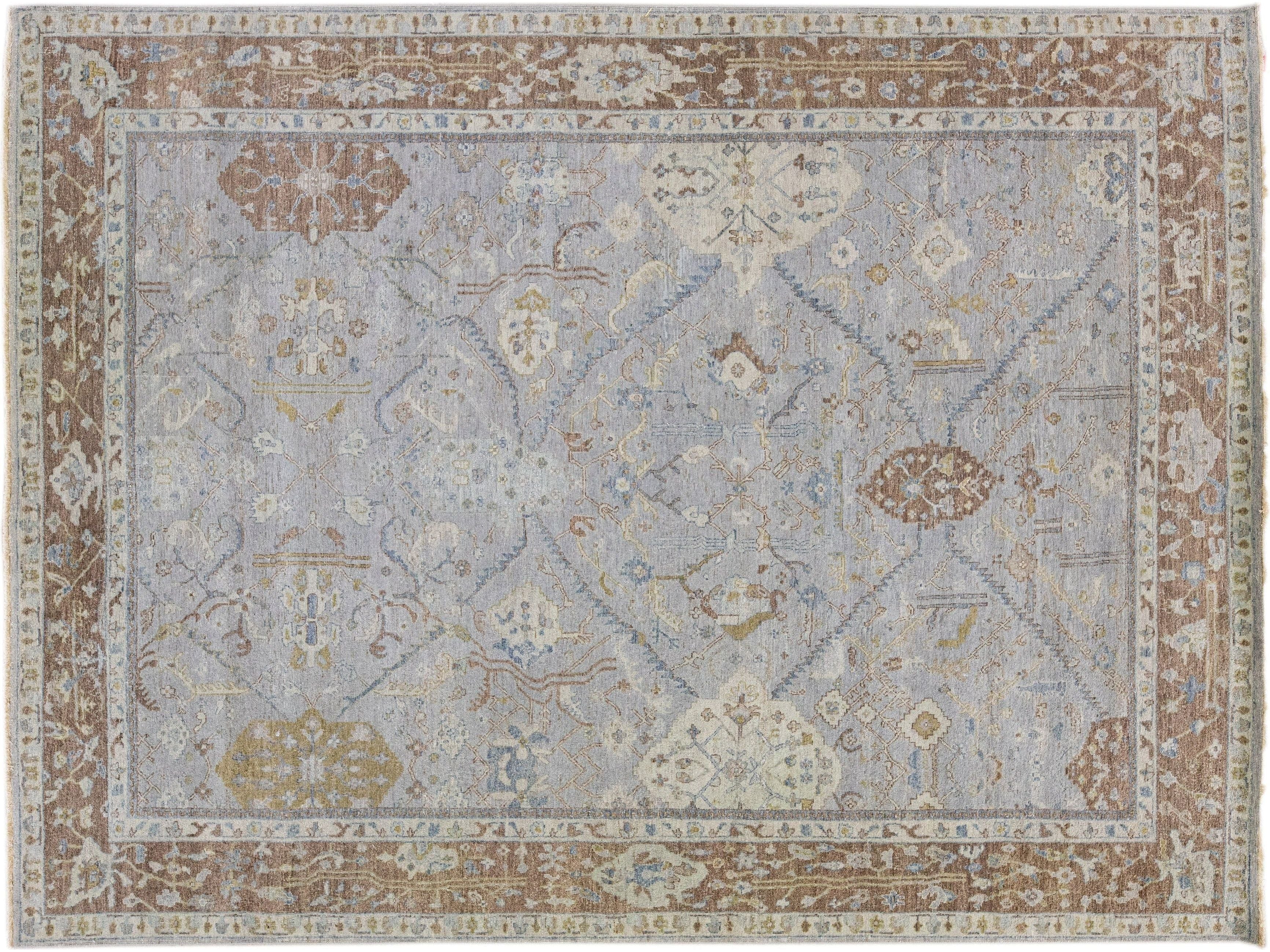 Apadana's Artisan Collection Handmade Floral Gray Wool Rug