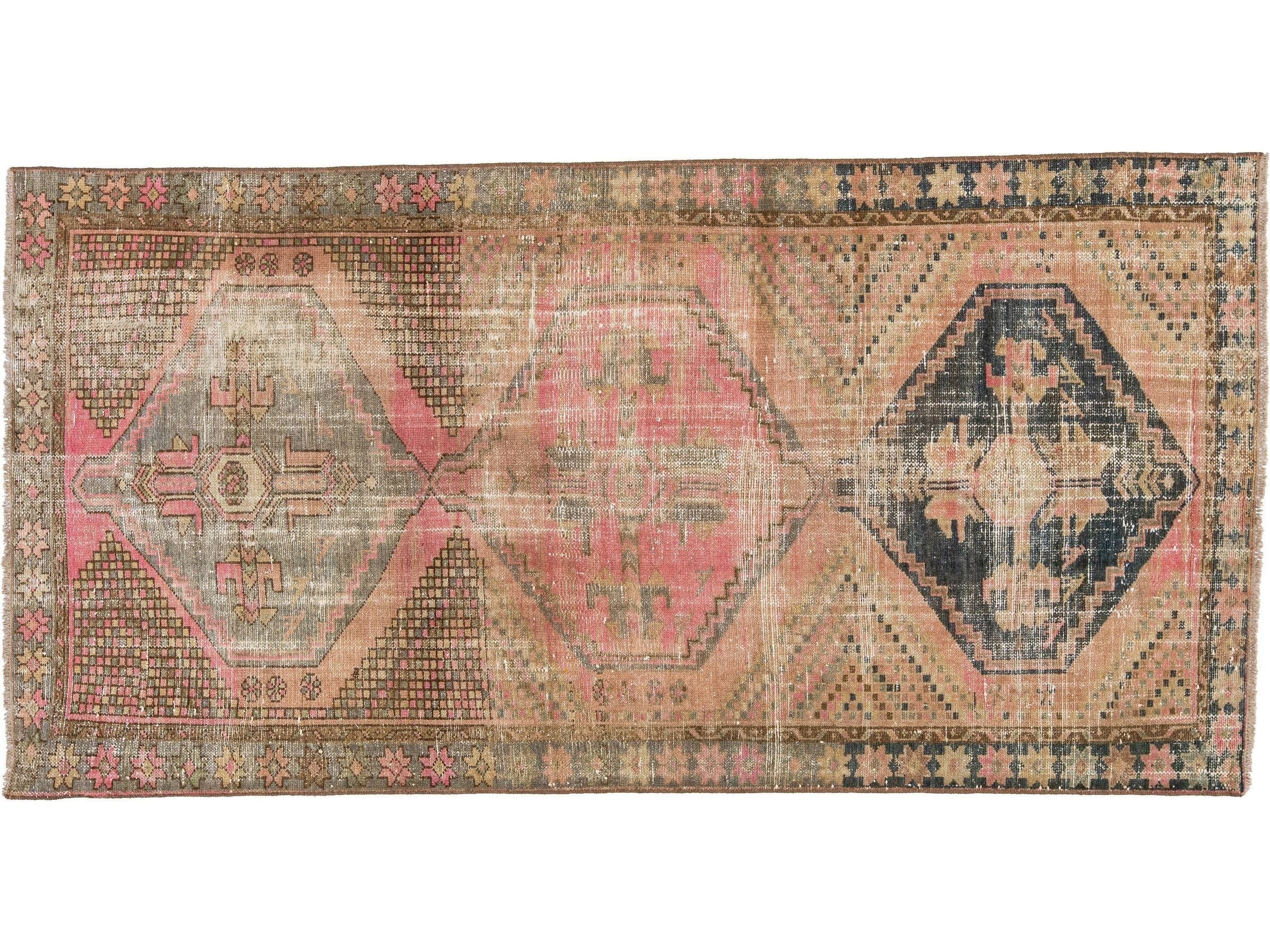 Vintage Distressed Wool Rug 4 X 8