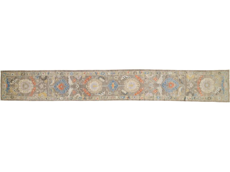Modern Sultanabad Wool Runner 3 X 22