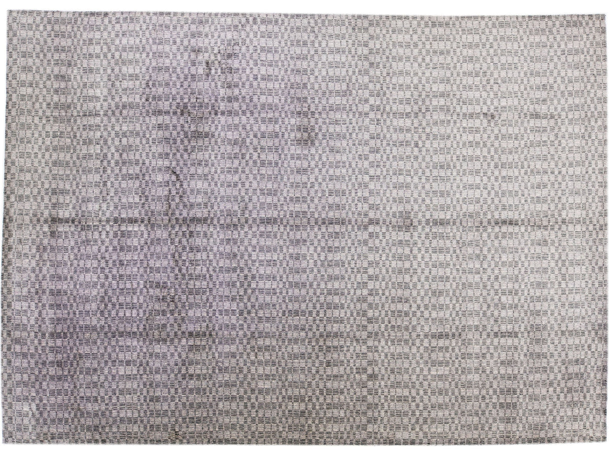 Modern Wool and Silk Rug 10 X 14