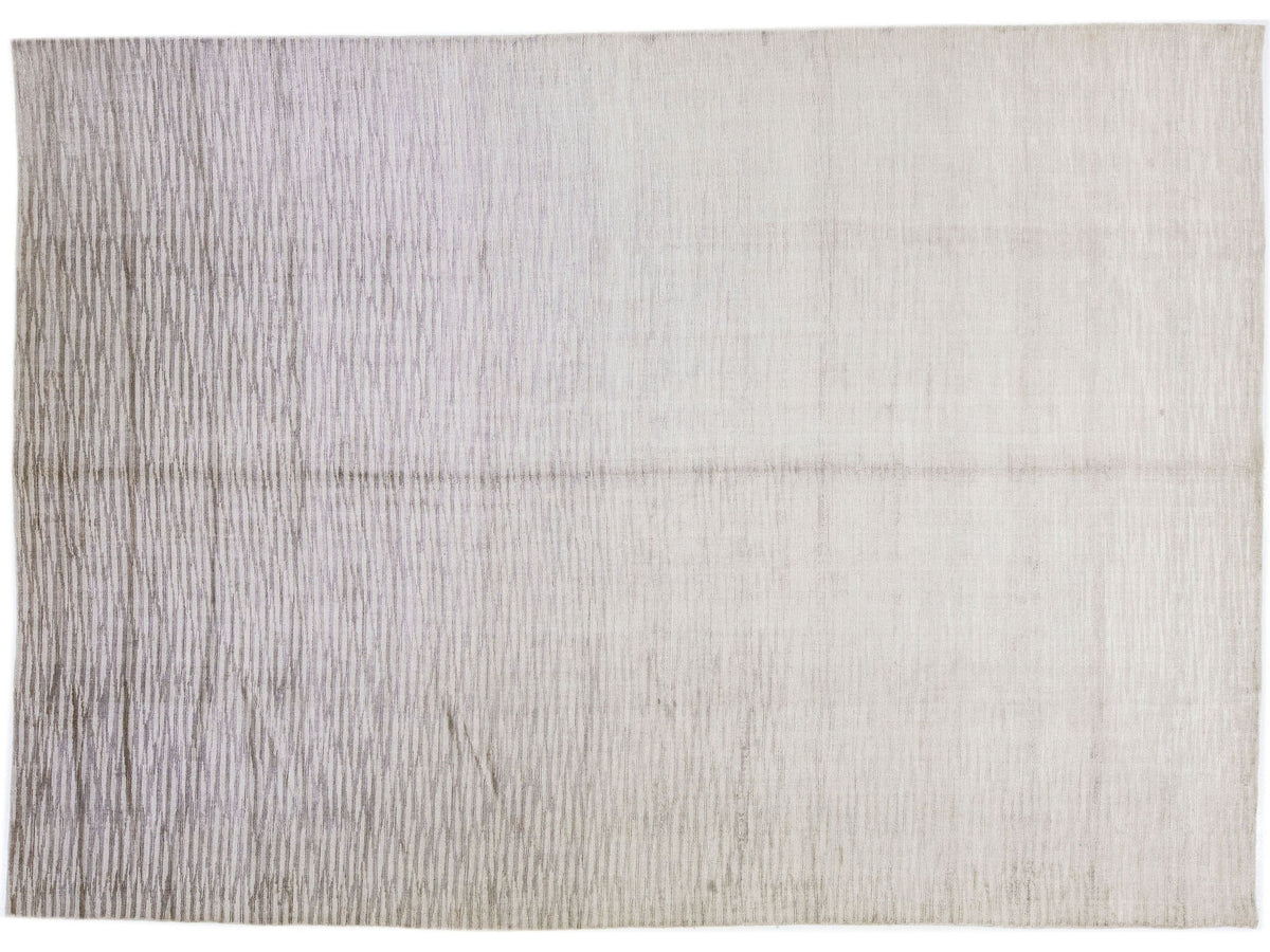 Modern Wool and Silk Rug 10 X 14