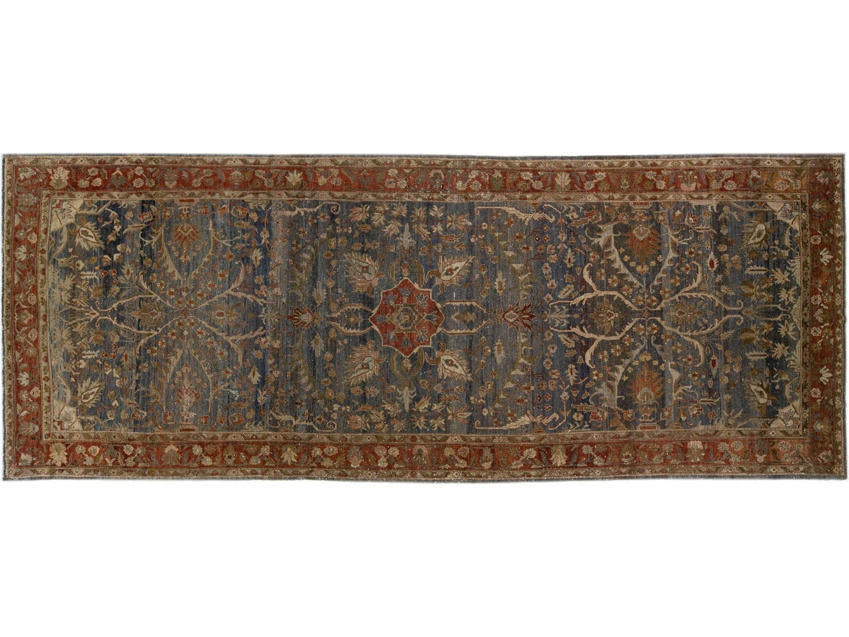Antique Hamadan Wool Rug 7 X 17