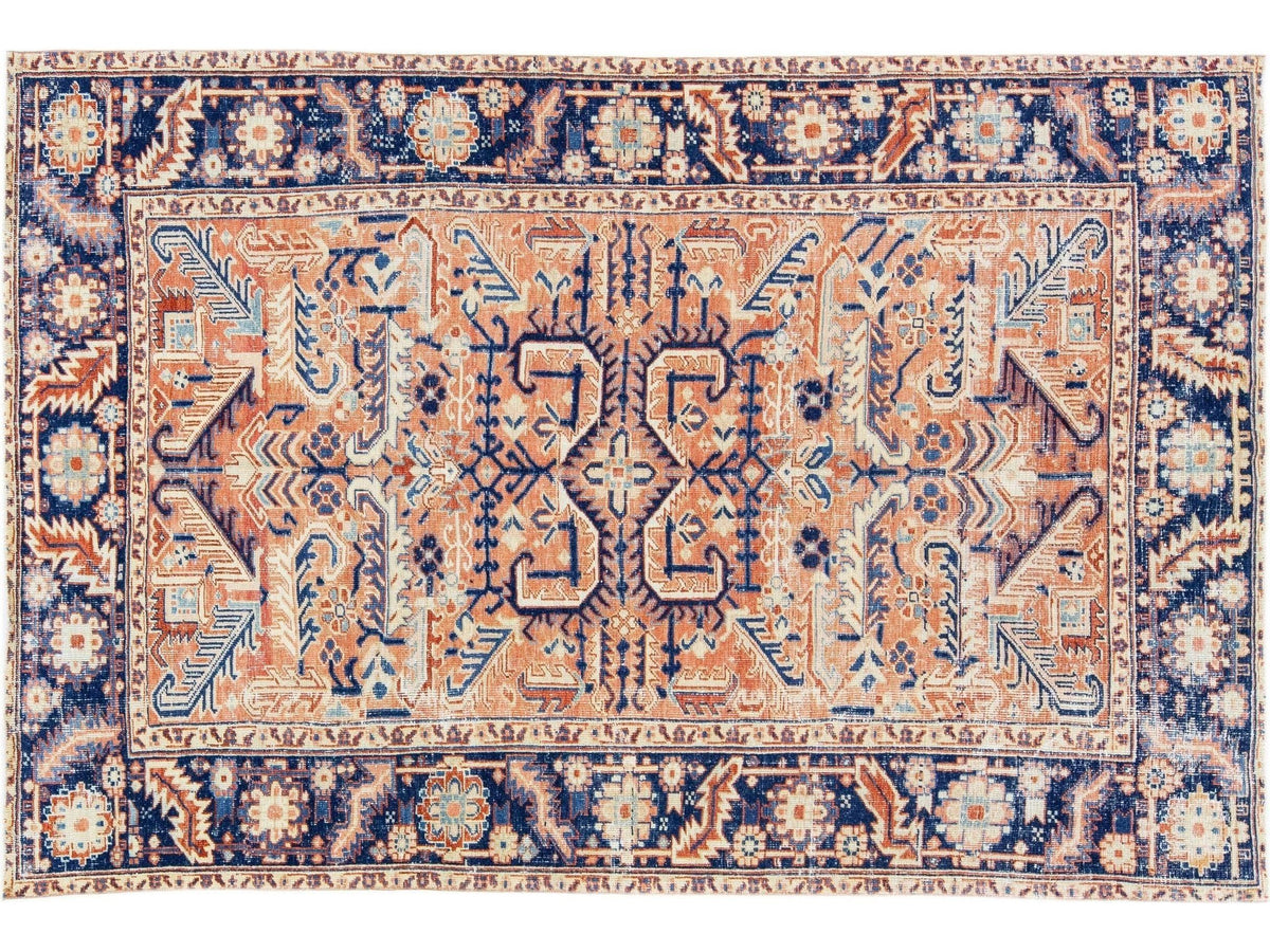 Antique Heriz Wool Rug 7 X 10