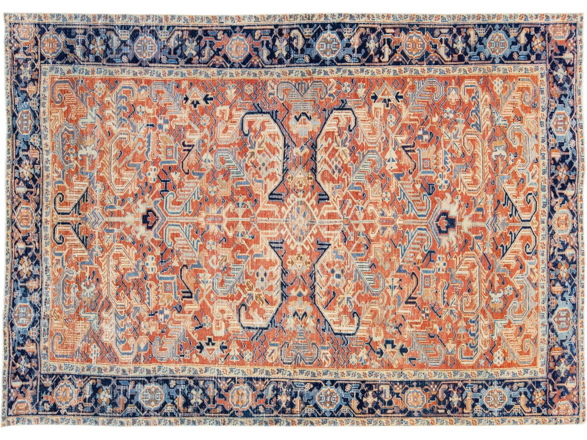 Antique Heriz Wool Rug 8 X 11