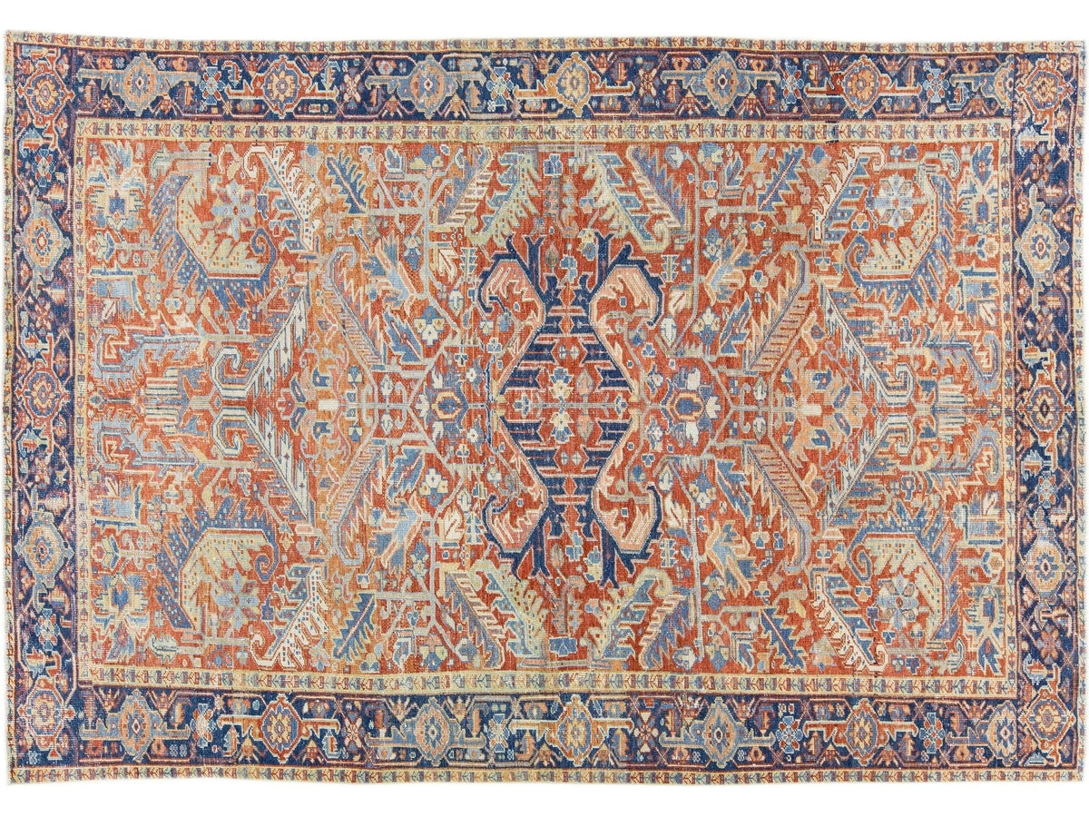 Antique Heriz Wool Rug 7 X 10