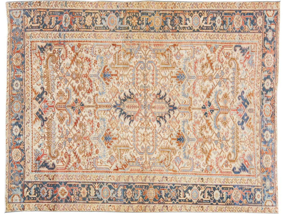 Antique Heriz Wool Rug 7 X 10