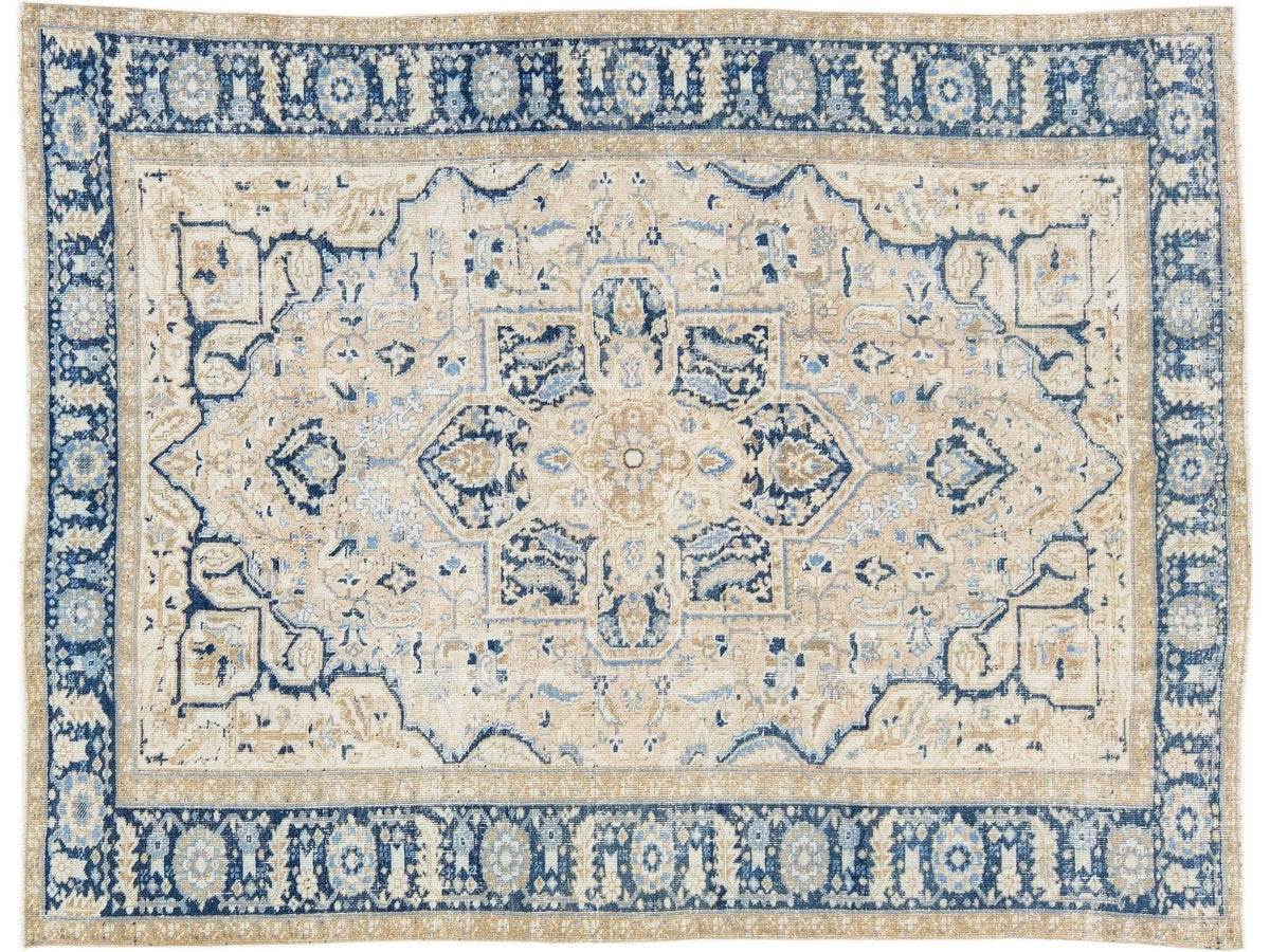 Antique Heriz Wool Rug 7 X 9