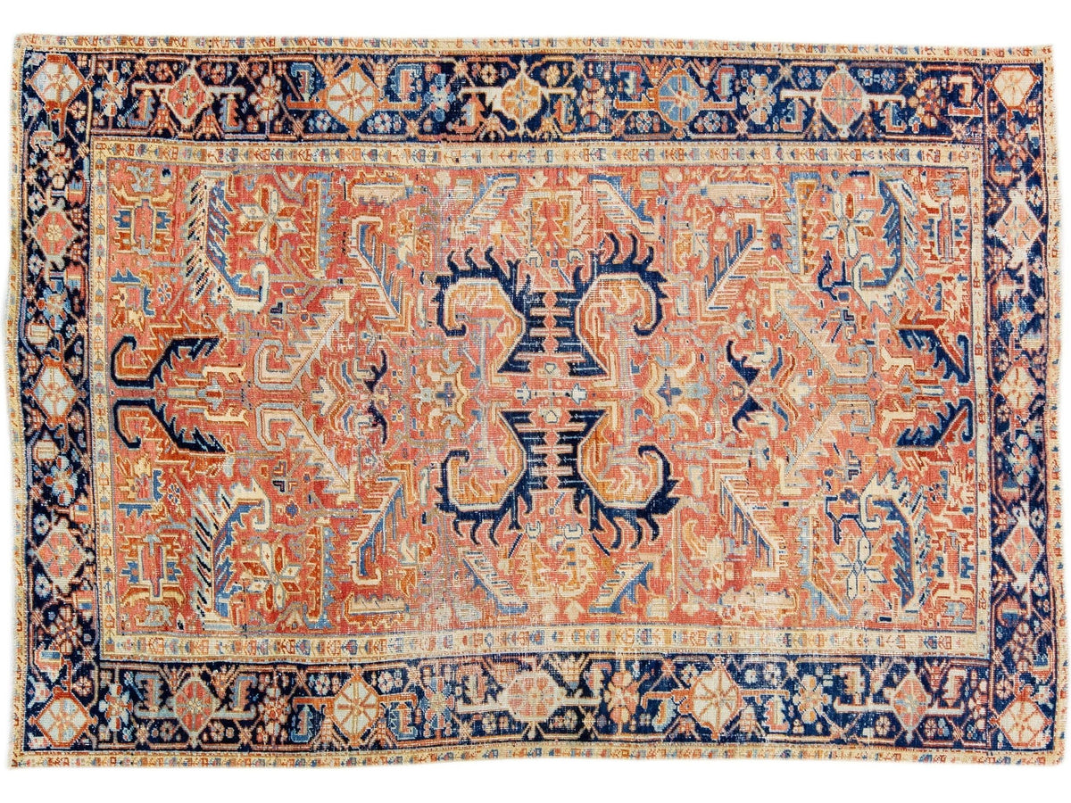 Antique Heriz Wool Rug 7 X 10