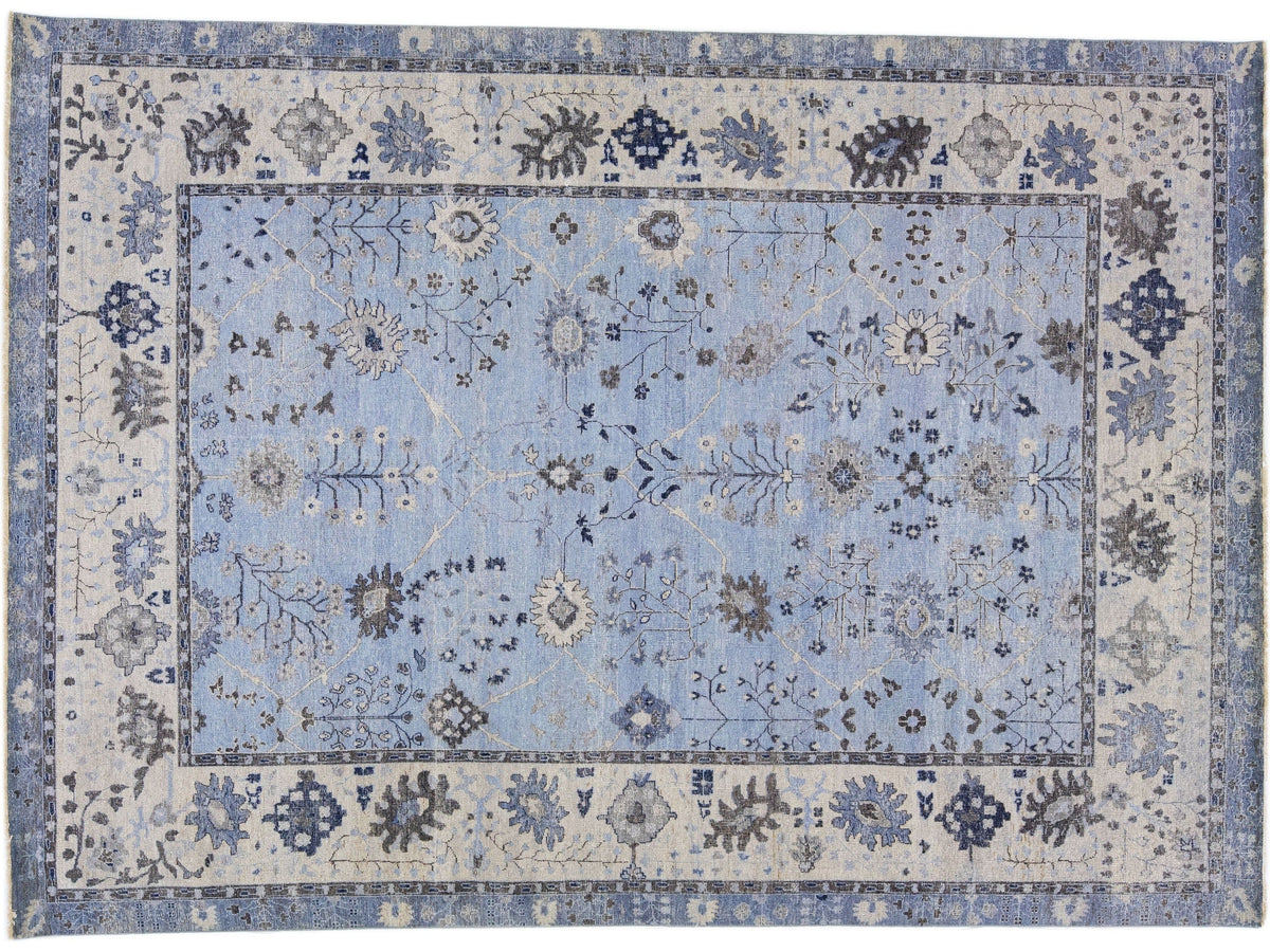 Modern Indian Artisan Wool Rug 9 X 12