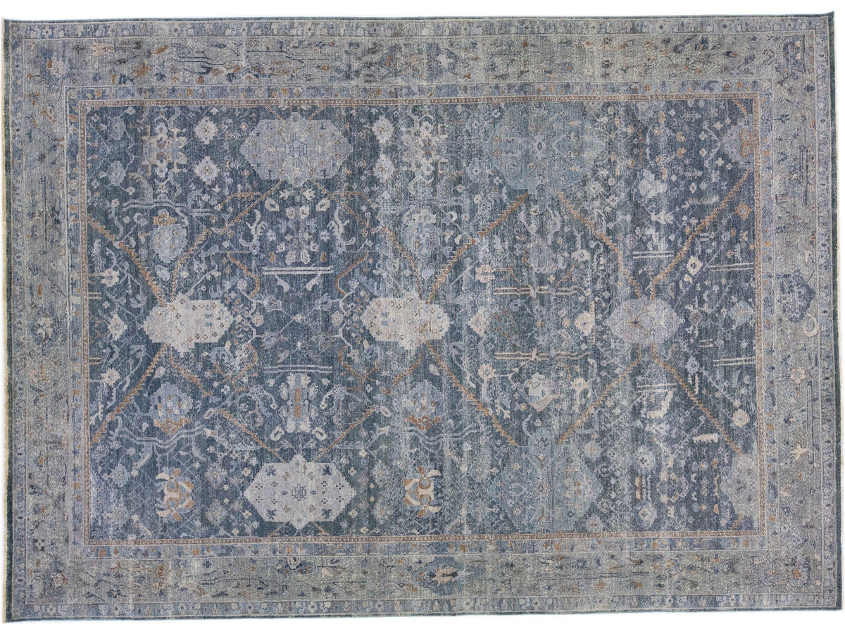 Modern Indian Artisan Wool Rug 10 X 14