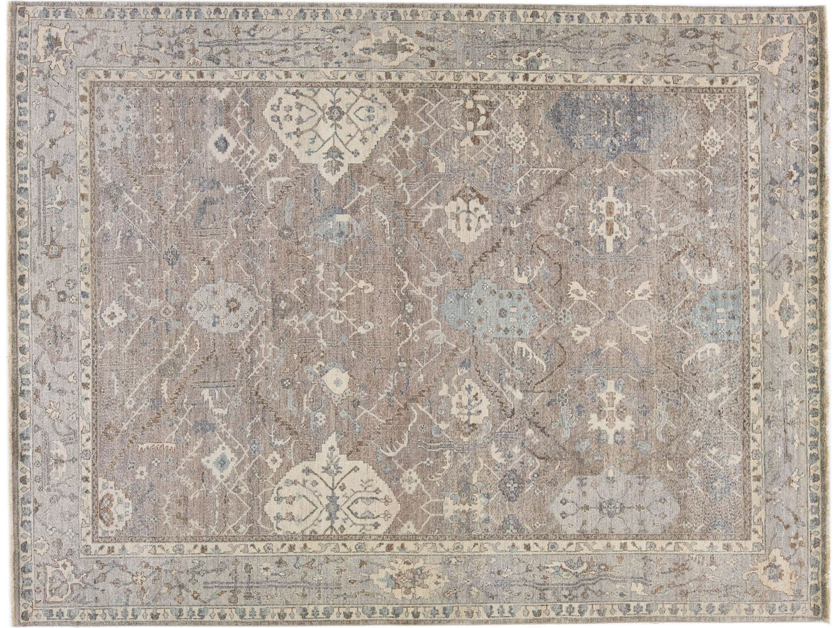 Modern Indian Artisan Wool Rug 9 X 12