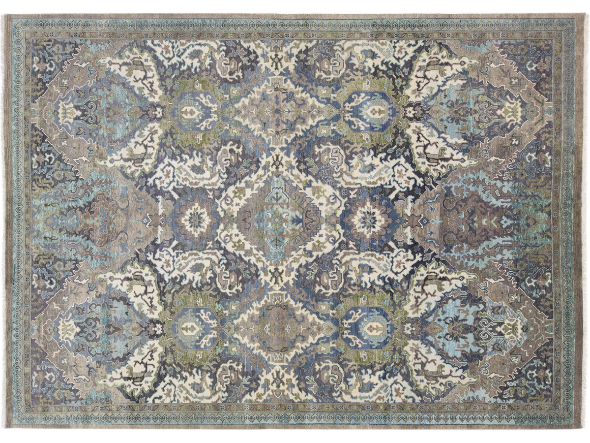 Modern Oushak Wool Rug 10 X 14