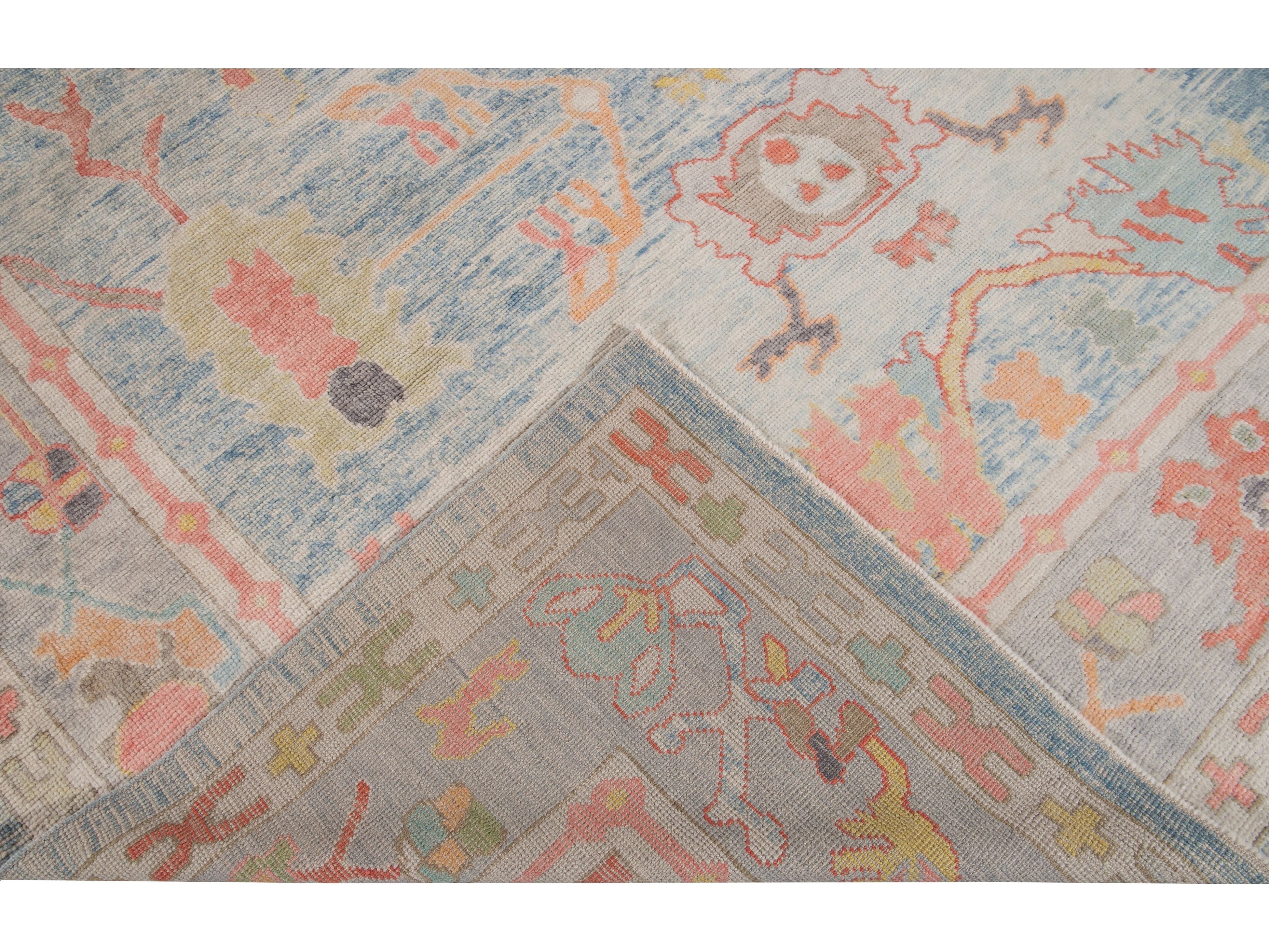 Modern Oushak Wool Rug 12 X 14