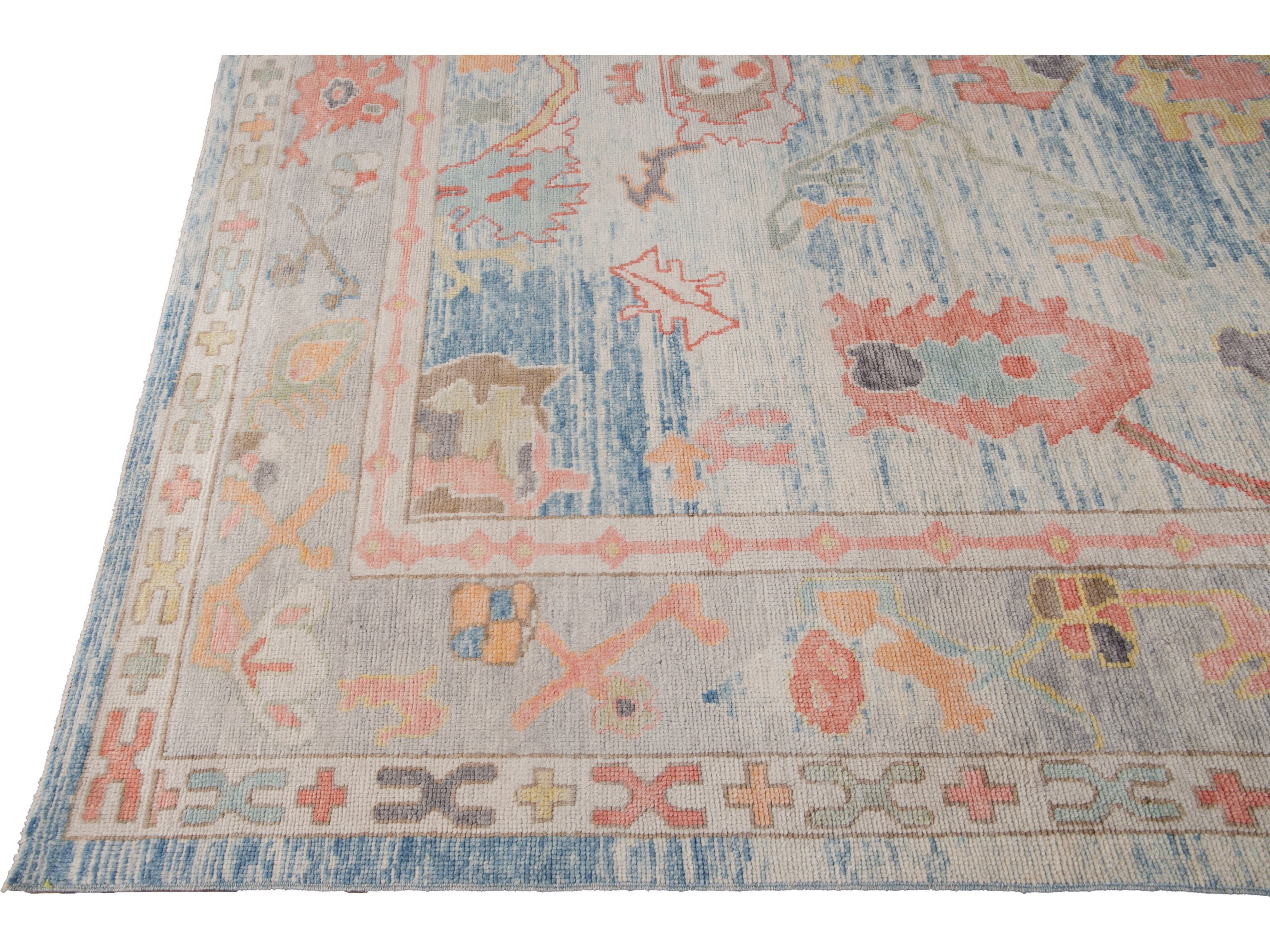 Modern Oushak Wool Rug 12 X 14
