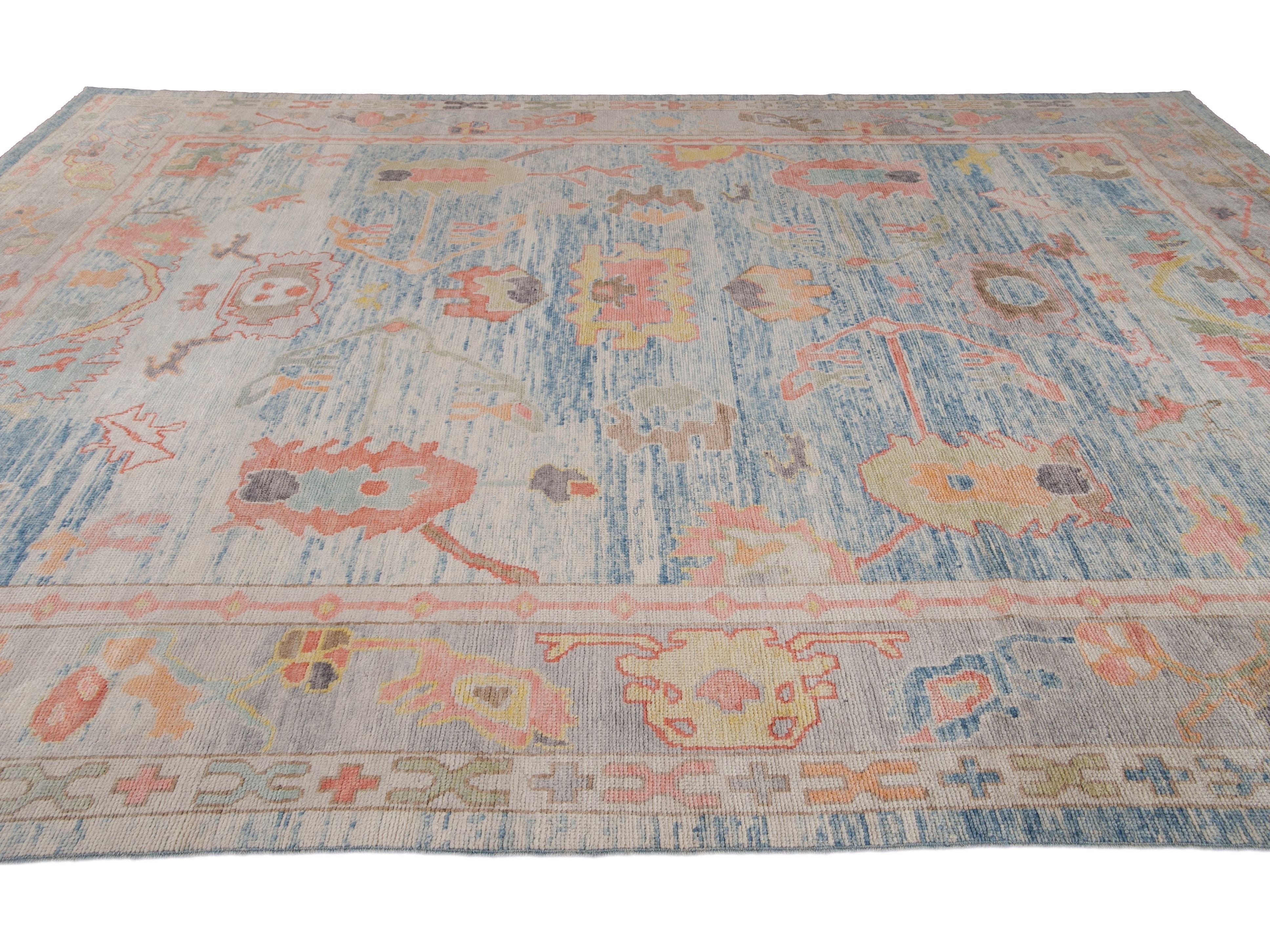 Modern Oushak Wool Rug 12 X 14