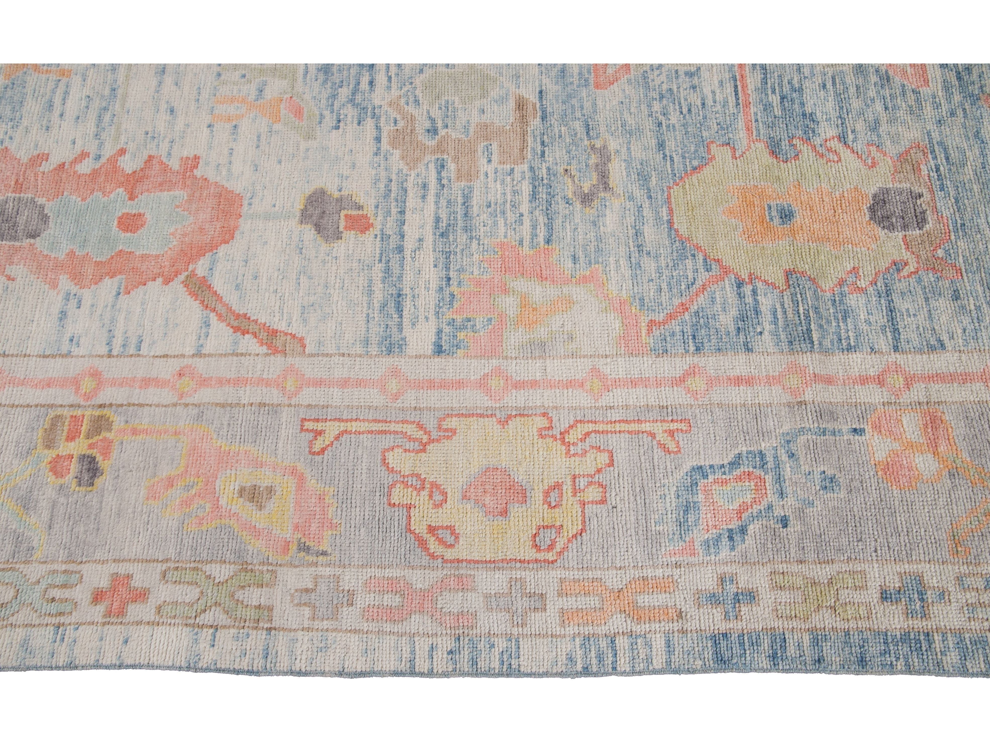 Modern Oushak Wool Rug 12 X 14