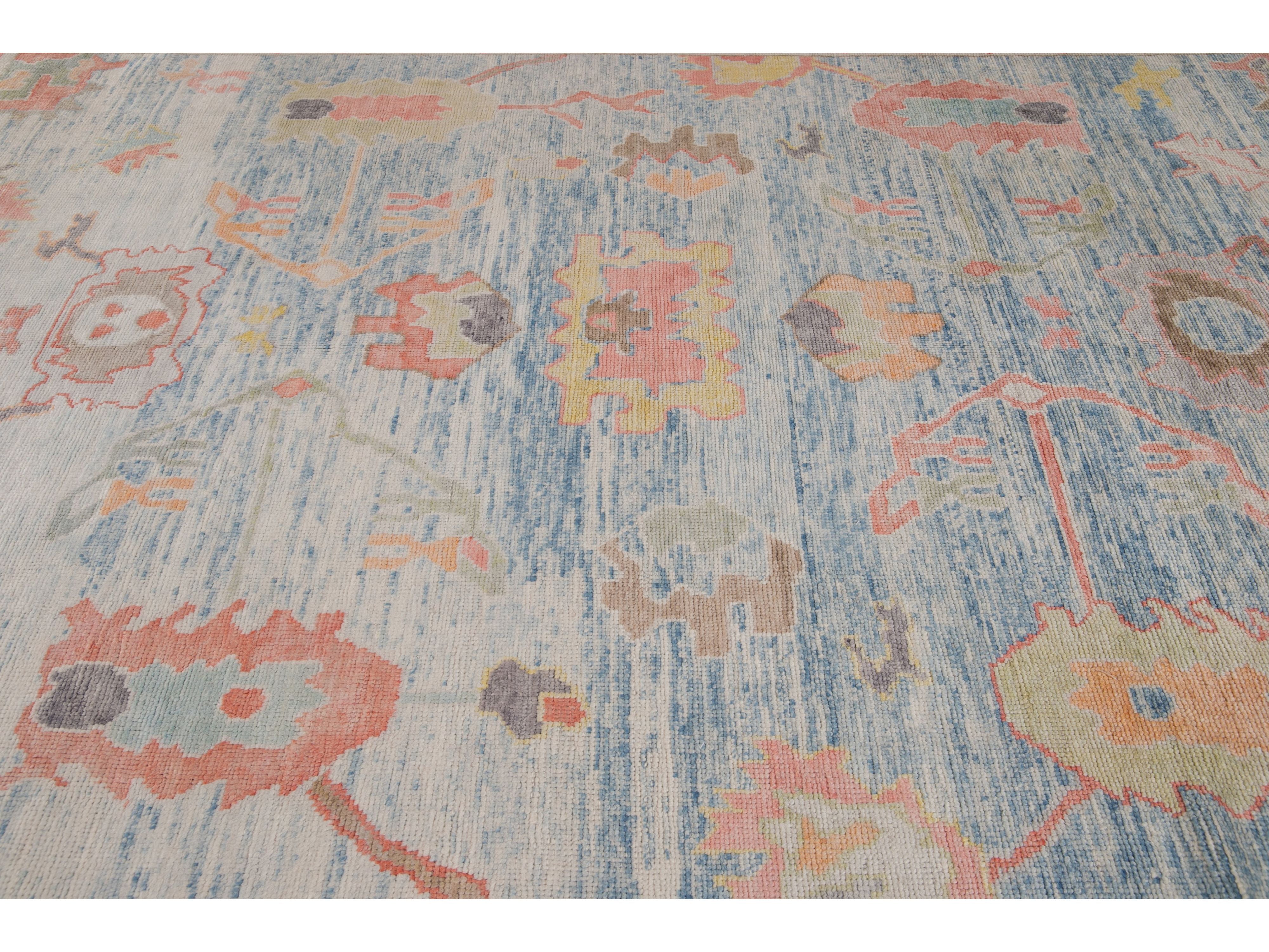 Modern Oushak Wool Rug 12 X 14