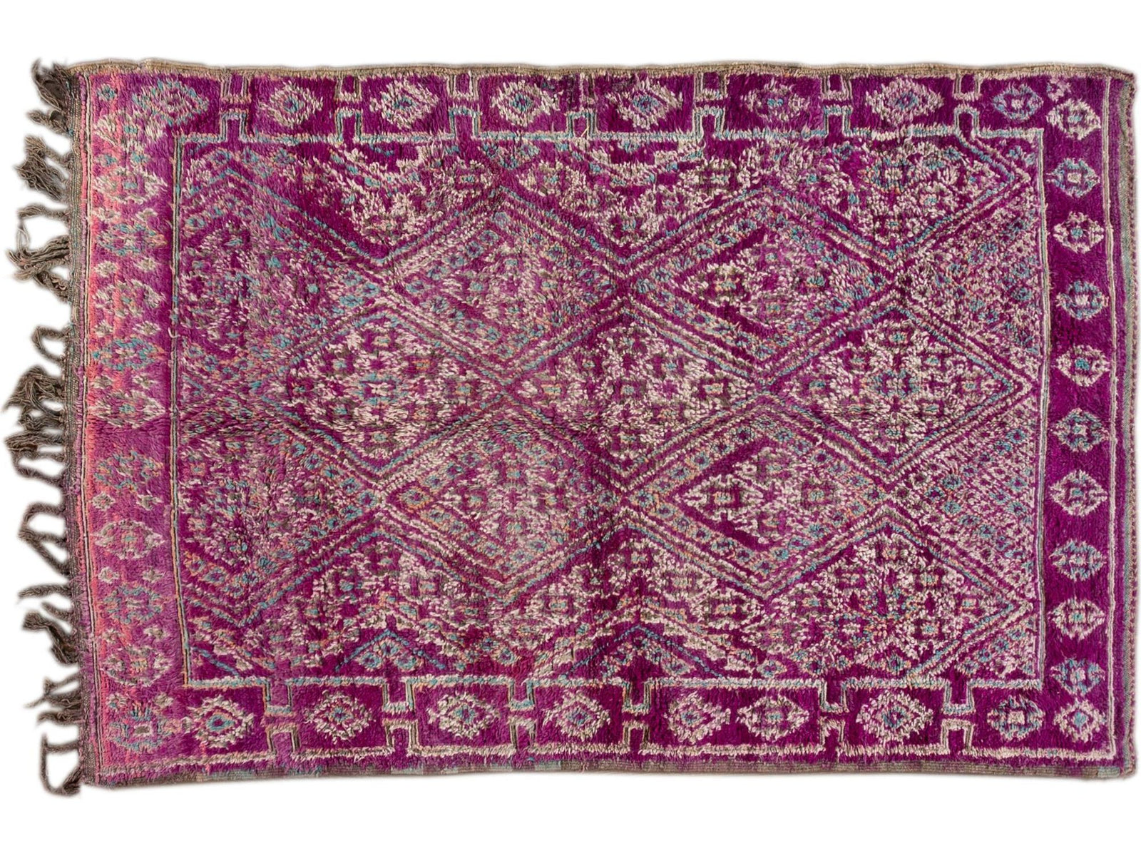 Vintage Purple Tribal Moroccan Wool Rug, 6 x 9