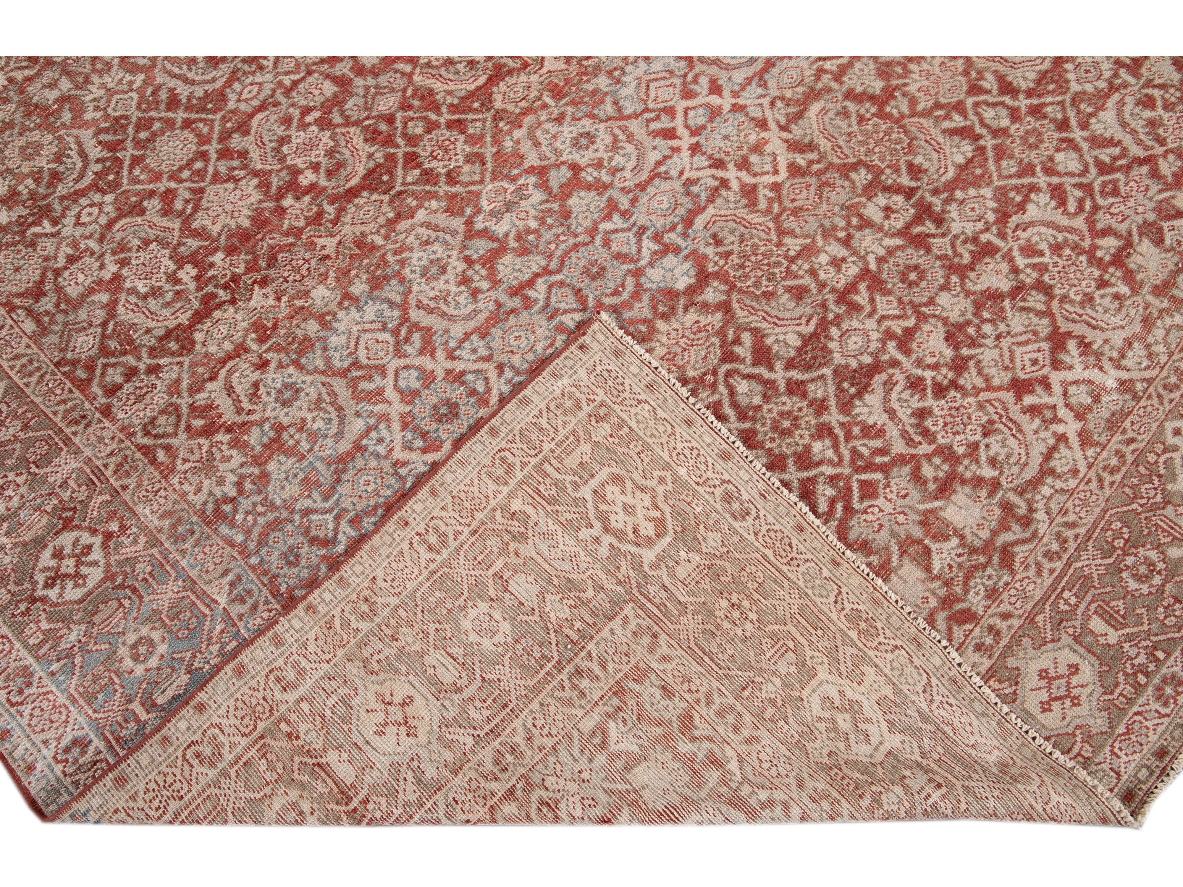 Antique Mahal Wool Rug 9 X 13