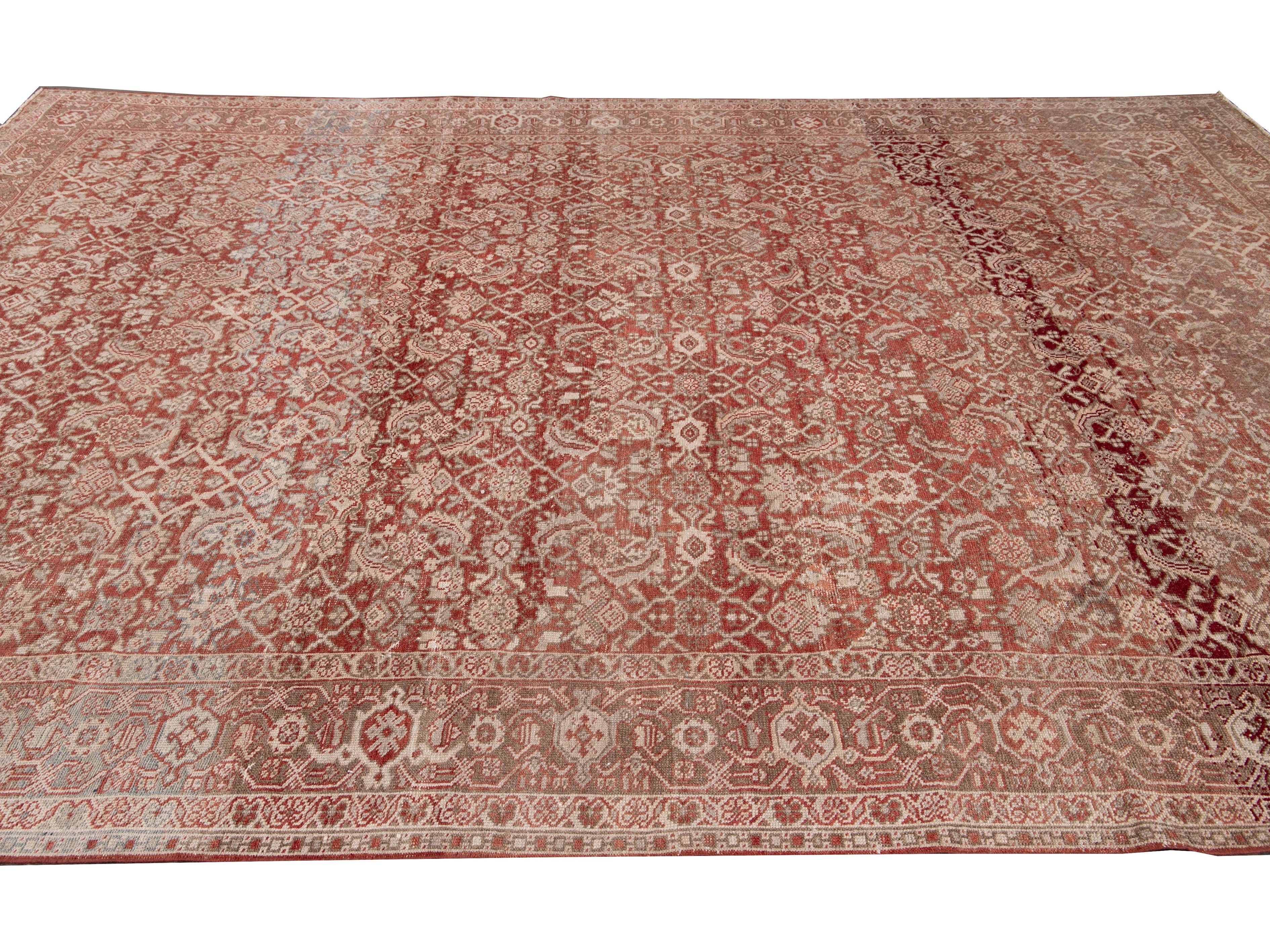 Antique Mahal Wool Rug 9 X 13