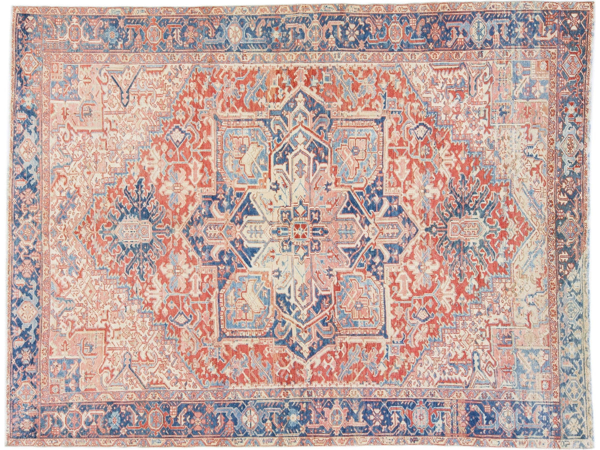 Antique Heriz Wool Rug 8 X 11