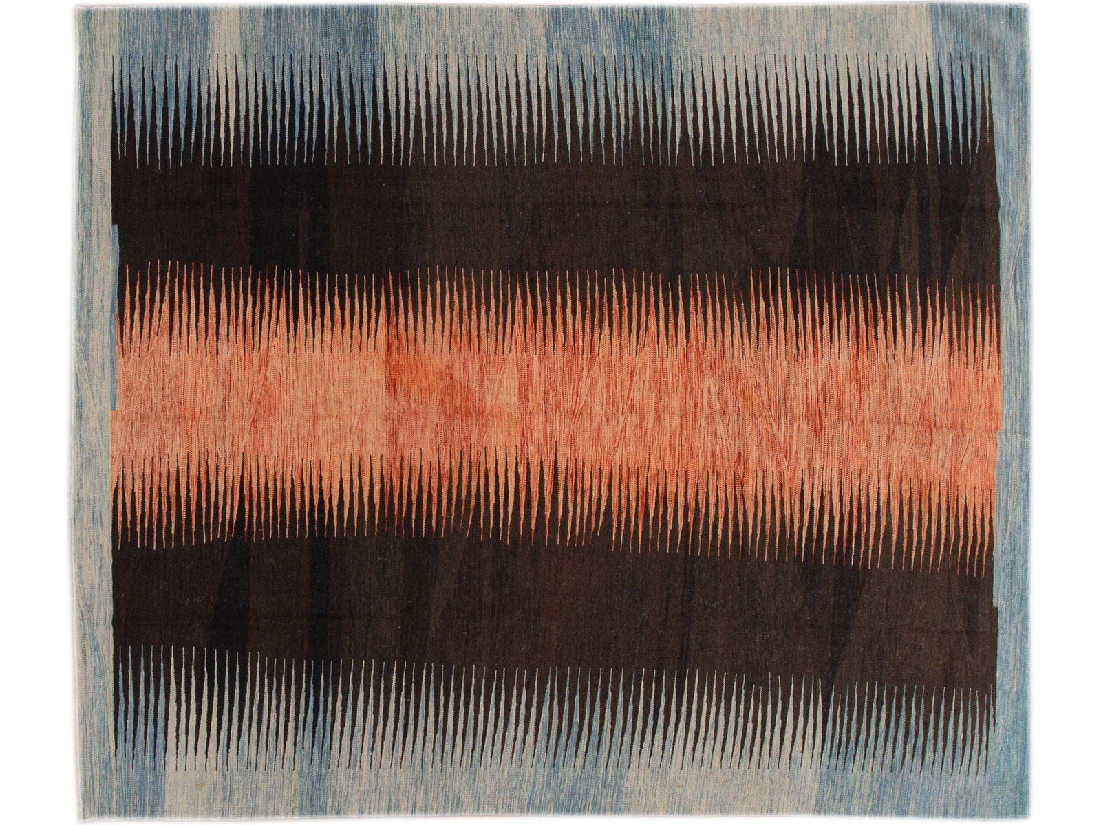Modern Expressionist Flat-Weave Wool Rug 8 X 10