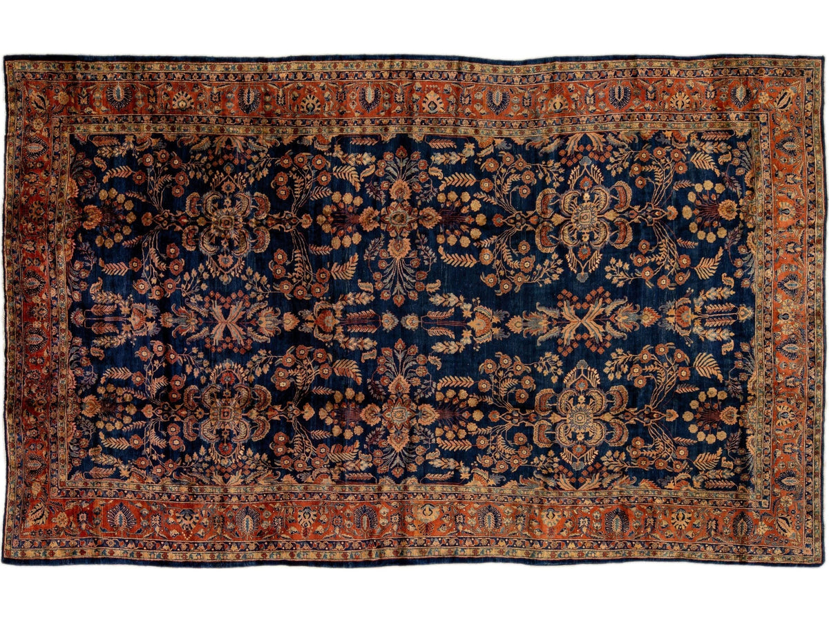 Antique Sarouk Wool Rug 12 X 19