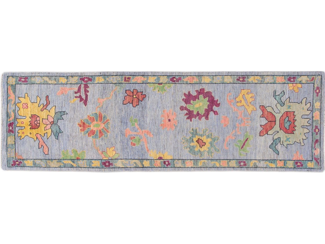Modern Oushak-Style Wool Runner 3 X 10