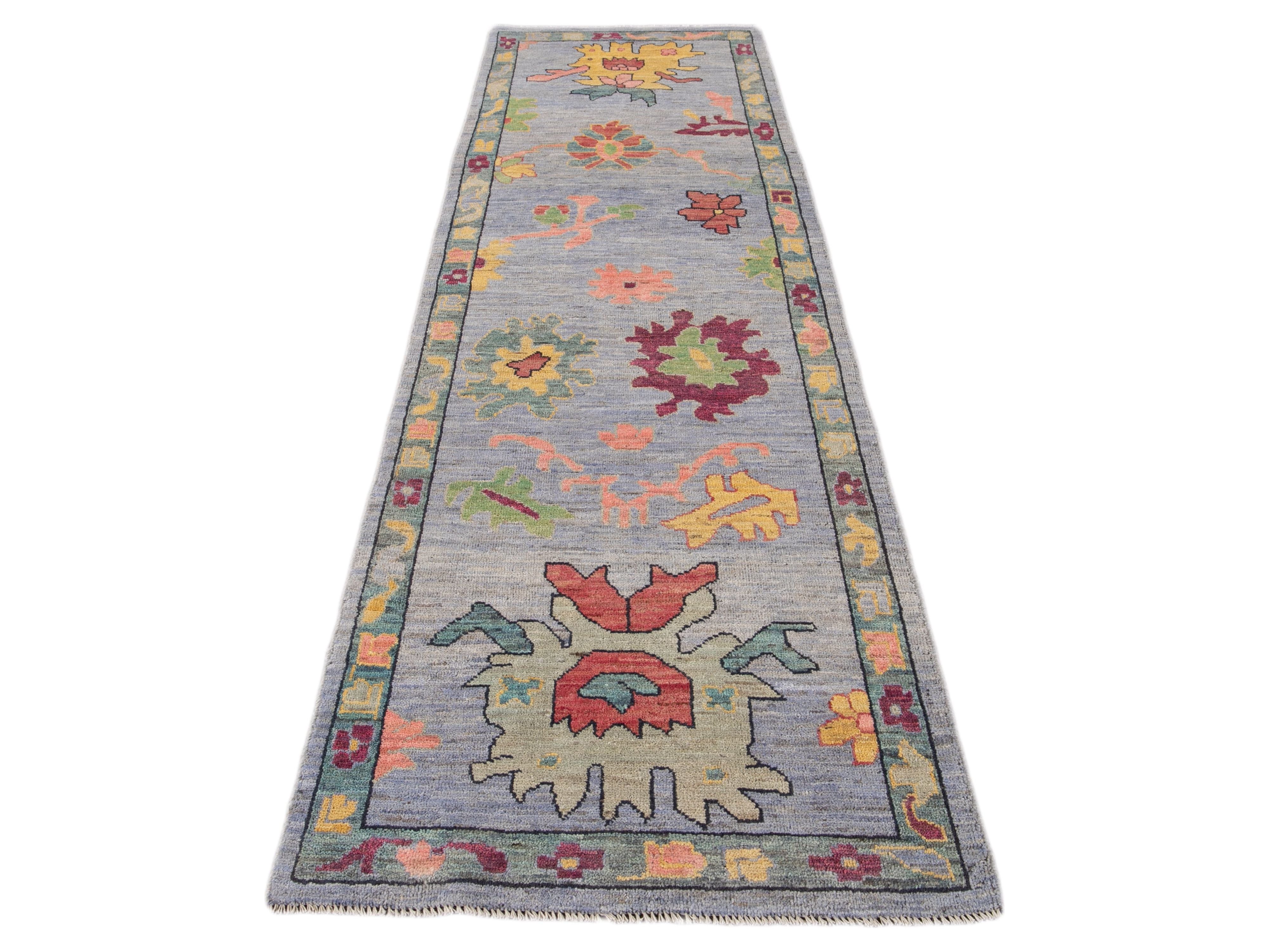 Modern Oushak-Style Wool Runner 3 X 10