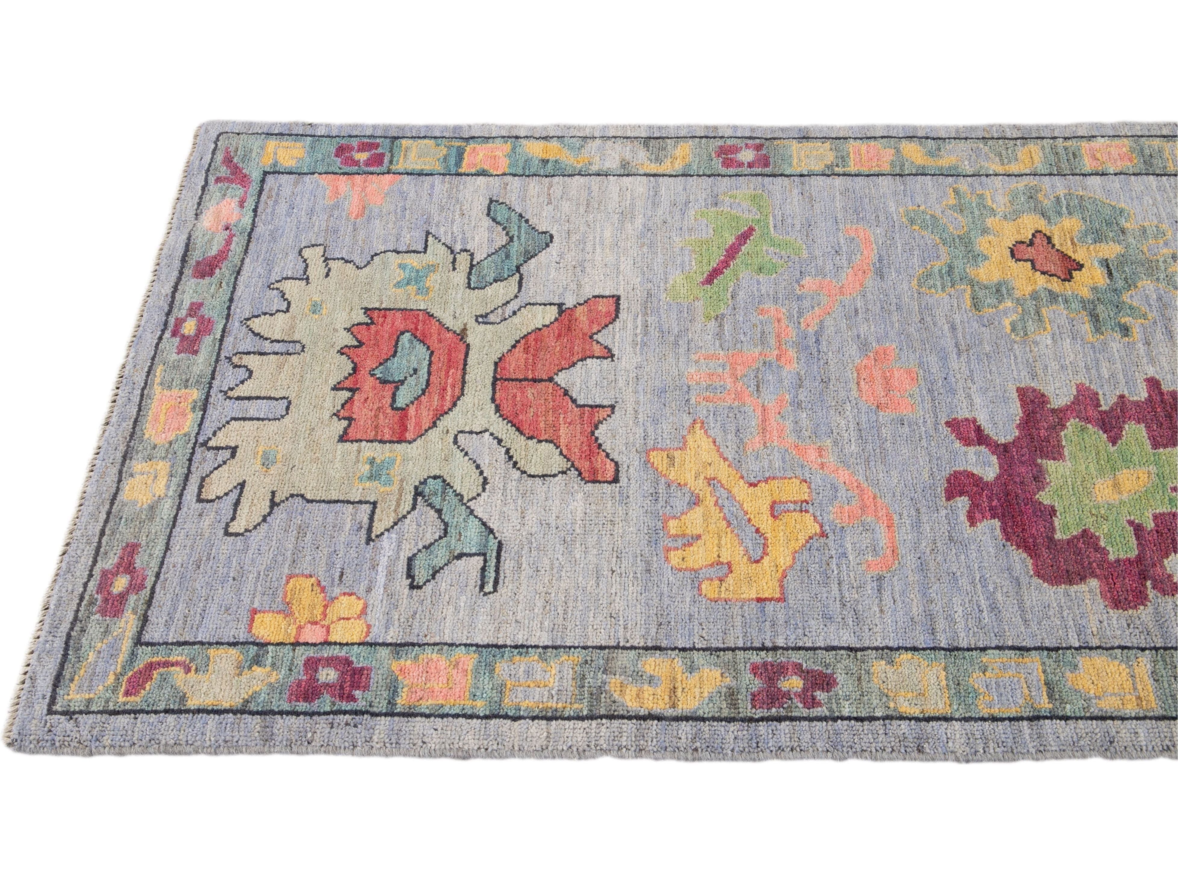 Modern Oushak-Style Wool Runner 3 X 10